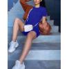 imageKaximil Womens 2 Piece Club Outfits Casual Top T Shirt Biker Legging Shorts Set1 Royalblue