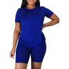 imageKaximil Womens 2 Piece Club Outfits Casual Top T Shirt Biker Legging Shorts Set1 Royalblue