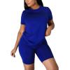 imageKaximil Womens 2 Piece Club Outfits Casual Top T Shirt Biker Legging Shorts Set1 Royalblue