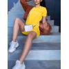 imageKaximil Womens 2 Piece Club Outfits Casual Top T Shirt Biker Legging Shorts Set1 Yellow