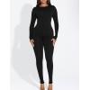 imageKaximil Womens Thermal Underwear Fleece Lined Base Layer Long Johns SetsBlack