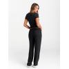 imageTrendy Queen 2 Piece Matching Summer Sweatsuit Lounge Set Womens Wide Leg Pants Side Ruching Crop Top SetsBlack