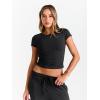 imageTrendy Queen 2 Piece Matching Summer Sweatsuit Lounge Set Womens Wide Leg Pants Side Ruching Crop Top SetsBlack