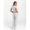 imageTrendy Queen 2 Piece Matching Summer Sweatsuit Lounge Set Womens Wide Leg Pants Side Ruching Crop Top SetsOatmeal Grey
