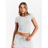 imageTrendy Queen 2 Piece Matching Summer Sweatsuit Lounge Set Womens Wide Leg Pants Side Ruching Crop Top SetsOatmeal Grey