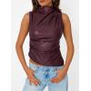 imageTrendy Queen Going Out Tops Summer Top 2025 Date Outfits Asymmetrical Mock Neck Leather Top Sexy Corset Club OutfitWinered
