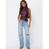 imageTrendy Queen Going Out Tops Summer Top 2025 Date Outfits Asymmetrical Mock Neck Leather Top Sexy Corset Club OutfitWinered