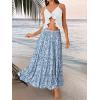 imageTrendy Queen Long Skirts for Women Boho Maxi Skirt Summer Swing Tiered ALine Elastic High Waist Dress with Pockets FashionBlue Flower