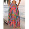 imageTrendy Queen Long Skirts for Women Boho Maxi Skirt Summer Swing Tiered ALine Elastic High Waist Dress with Pockets FashionMulticolor