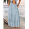 imageTrendy Queen Long Skirts for Women Boho Maxi Skirt Summer Swing Tiered ALine Elastic High Waist Dress with Pockets FashionSkyblue