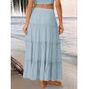 imageTrendy Queen Long Skirts for Women Boho Maxi Skirt Summer Swing Tiered ALine Elastic High Waist Dress with Pockets FashionSkyblue