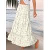 imageTrendy Queen Long Skirts for Women Boho Maxi Skirt Summer Swing Tiered ALine Elastic High Waist Dress with Pockets FashionWhite Flower