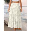 imageTrendy Queen Long Skirts for Women Boho Maxi Skirt Summer Swing Tiered ALine Elastic High Waist Dress with Pockets FashionWhite Flower