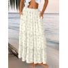 imageTrendy Queen Long Skirts for Women Boho Maxi Skirt Summer Swing Tiered ALine Elastic High Waist Dress with Pockets FashionWhite Flower