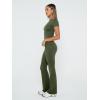 imageTrendy Queen Lounge Sets For Women 2 Piece Casual Y2K Outfits Short Sleeve Cropped Tops Fold Over Flare Pants TracksuitsArmygreen