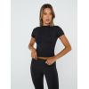 imageTrendy Queen Lounge Sets For Women 2 Piece Casual Y2K Outfits Short Sleeve Cropped Tops Fold Over Flare Pants TracksuitsBlack