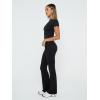 imageTrendy Queen Lounge Sets For Women 2 Piece Casual Y2K Outfits Short Sleeve Cropped Tops Fold Over Flare Pants TracksuitsBlack