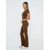 imageTrendy Queen Lounge Sets For Women 2 Piece Casual Y2K Outfits Short Sleeve Cropped Tops Fold Over Flare Pants TracksuitsBrown