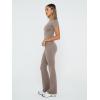 imageTrendy Queen Lounge Sets For Women 2 Piece Casual Y2K Outfits Short Sleeve Cropped Tops Fold Over Flare Pants TracksuitsCoffeegrey