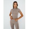 imageTrendy Queen Lounge Sets For Women 2 Piece Casual Y2K Outfits Short Sleeve Cropped Tops Fold Over Flare Pants TracksuitsCoffeegrey