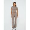 imageTrendy Queen Lounge Sets For Women 2 Piece Casual Y2K Outfits Short Sleeve Cropped Tops Fold Over Flare Pants TracksuitsCoffeegrey