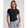 imageTrendy Queen Womens Basic T Shirts Summer Tops 2025 Crop Short Sleeve Slim Fit Tee Cute Gym Workout ClothesBlack
