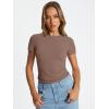 imageTrendy Queen Womens Basic T Shirts Summer Tops 2025 Crop Short Sleeve Slim Fit Tee Cute Gym Workout ClothesCoffee