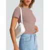imageTrendy Queen Womens Basic T Shirts Summer Tops 2025 Crop Short Sleeve Slim Fit Tee Cute Gym Workout ClothesGrayishpurple