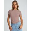 imageTrendy Queen Womens Basic T Shirts Summer Tops 2025 Crop Short Sleeve Slim Fit Tee Cute Gym Workout ClothesGrayishpurple