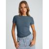 imageTrendy Queen Womens Basic T Shirts Summer Tops 2025 Crop Short Sleeve Slim Fit Tee Cute Gym Workout ClothesHazeblue