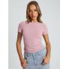 imageTrendy Queen Womens Basic T Shirts Summer Tops 2025 Crop Short Sleeve Slim Fit Tee Cute Gym Workout ClothesLightpink