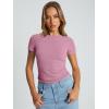 imageTrendy Queen Womens Basic T Shirts Summer Tops 2025 Crop Short Sleeve Slim Fit Tee Cute Gym Workout ClothesMauve
