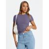 imageTrendy Queen Womens Basic T Shirts Summer Tops 2025 Crop Short Sleeve Slim Fit Tee Cute Gym Workout ClothesPurple