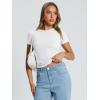 imageTrendy Queen Womens Basic T Shirts Summer Tops 2025 Crop Short Sleeve Slim Fit Tee Cute Gym Workout ClothesWhite