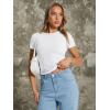imageTrendy Queen Womens Basic T Shirts Summer Tops 2025 Crop Short Sleeve Slim Fit Tee Cute Gym Workout ClothesWhite