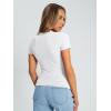 imageTrendy Queen Womens Basic T Shirts Summer Tops 2025 Crop Short Sleeve Slim Fit Tee Cute Gym Workout ClothesWhite