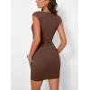imageTrendy Queen Womens Boat Neck Going Out Mini Dress Summer Party Club Bodycon DressesBrown