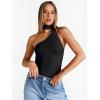 imageTrendy Queen Womens Going Out Summer One Shoulder Halter Crop Top 2025 Fashion Sexy Tie Shirts Cute ClothesBlack