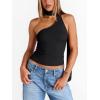 imageTrendy Queen Womens Going Out Summer One Shoulder Halter Crop Top 2025 Fashion Sexy Tie Shirts Cute ClothesBlack