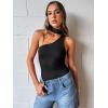 imageTrendy Queen Womens Going Out Summer One Shoulder Halter Crop Top 2025 Fashion Sexy Tie Shirts Cute ClothesBlack