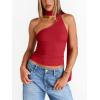 imageTrendy Queen Womens Going Out Summer One Shoulder Halter Crop Top 2025 Fashion Sexy Tie Shirts Cute ClothesRed