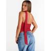 imageTrendy Queen Womens Going Out Summer One Shoulder Halter Crop Top 2025 Fashion Sexy Tie Shirts Cute ClothesRed