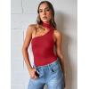 imageTrendy Queen Womens Going Out Summer One Shoulder Halter Crop Top 2025 Fashion Sexy Tie Shirts Cute ClothesRed