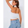 imageTrendy Queen Womens Going Out Summer One Shoulder Halter Crop Top 2025 Fashion Sexy Tie Shirts Cute ClothesWhite