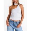 imageTrendy Queen Womens Going Out Summer One Shoulder Halter Crop Top 2025 Fashion Sexy Tie Shirts Cute ClothesWhite