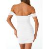imageTrendy Queen Womens Mesh Off The Shoulder Ruched Mini Dresses Summer Party Bodycon Short DressWhite