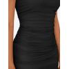 imageTrendy Queen Womens Mini Mesh Square Neck Fitted Going Out Ruched Dresses Summer Party Club Bodycon Short DressBlack