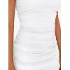 imageTrendy Queen Womens Mini Mesh Square Neck Fitted Going Out Ruched Dresses Summer Party Club Bodycon Short DressWhite