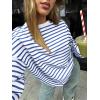 imageTrendy Queen Womens Oversized Crewneck Striped Sweatshirt