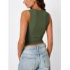 imageTrendy Queen Womens Tank Tops Double Lined Crop Sleeveless Going Out Camisole Summer Fashion Basic Soft Spring Clothes 2025Armygreen